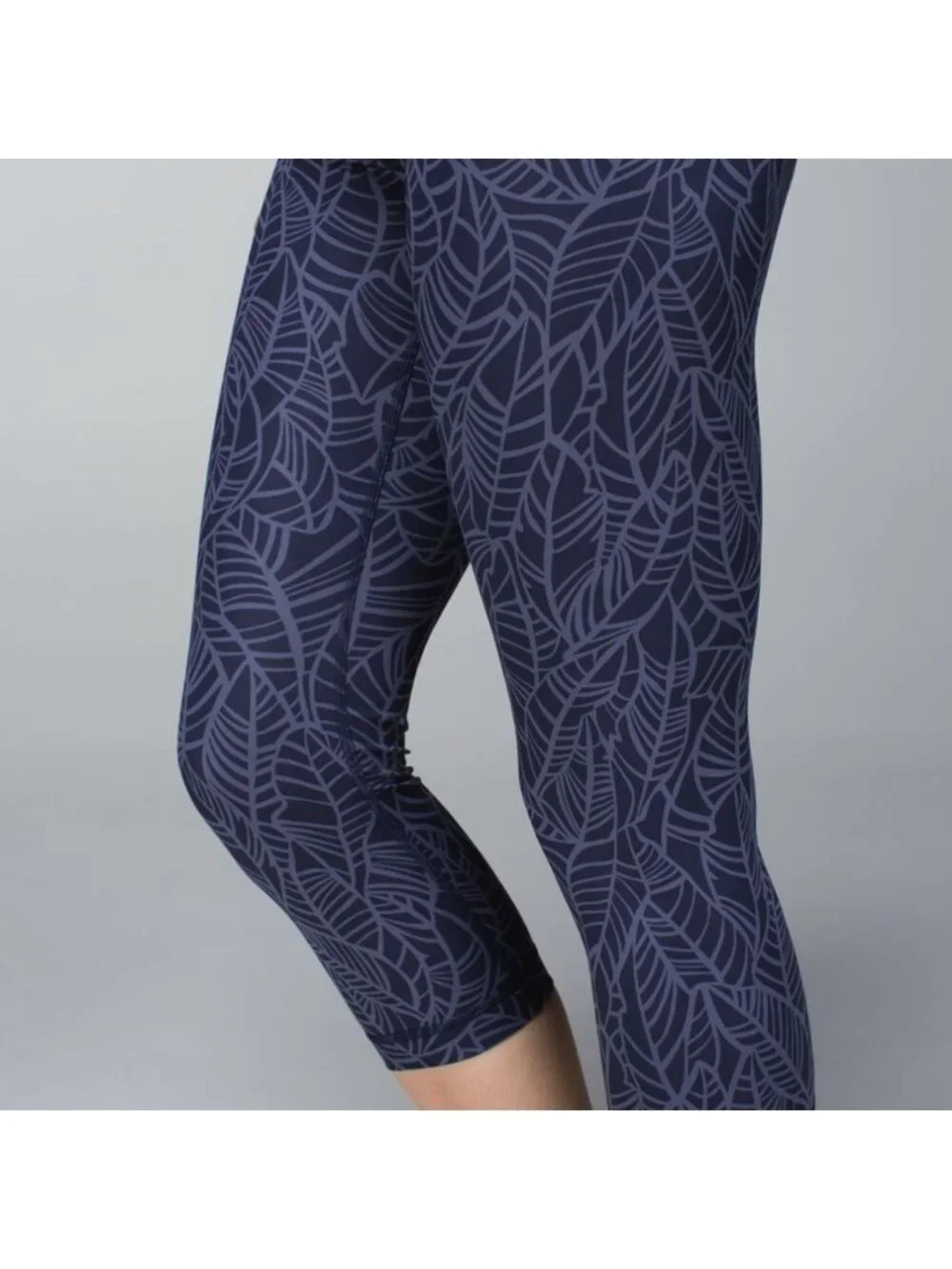 Lululemon Wunder Under Crop *Full-On Luxtreme Pretty Palm Cadet Greyvy